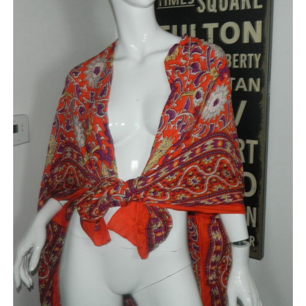 Free People Kimono Clay One Size‎ Orange Magic Dance Print - Picture 5 of 9